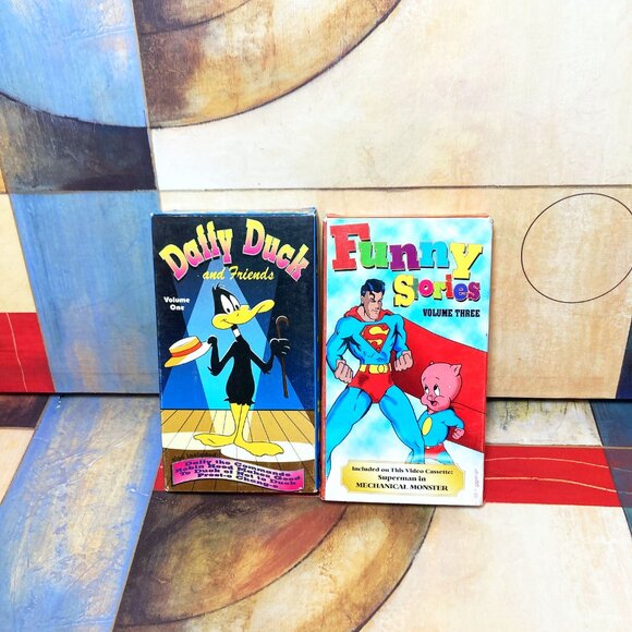 (2) VINTAGE RETRO CLASSIC VHS VIDEO TAPES CARTOONS ANIMATED FUNNY STORIES DAFFY - Picture 2 of 11